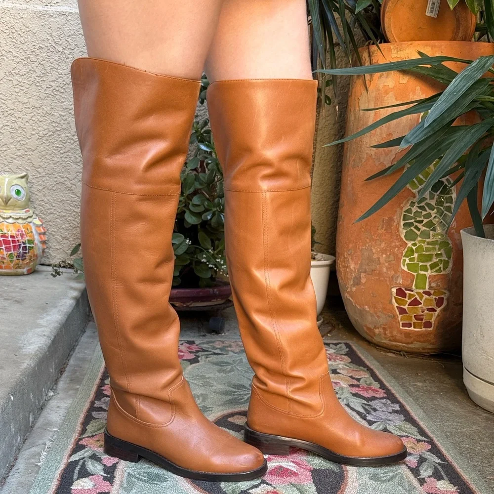 Orange J. Crew Over the Knee Leather Boots - Picture 5 of 16
